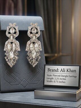 Ali Khan Crystal Rhinestone Dangle pierced Earrings